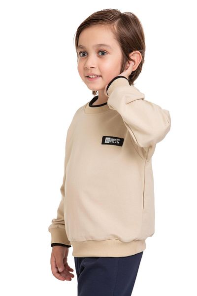zepkids Hanorac pentru băiat de culoare bej - Detaliu guler camisole