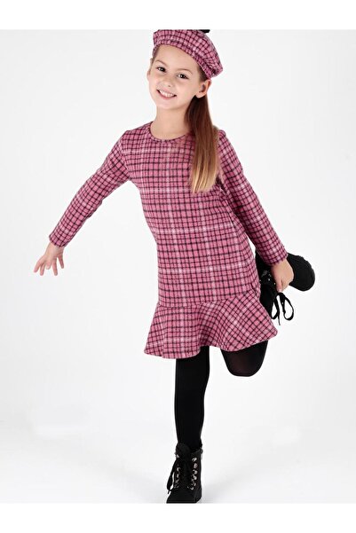 AHENGİM Trendi lány ruha - kalap és bolyhos Ak2200