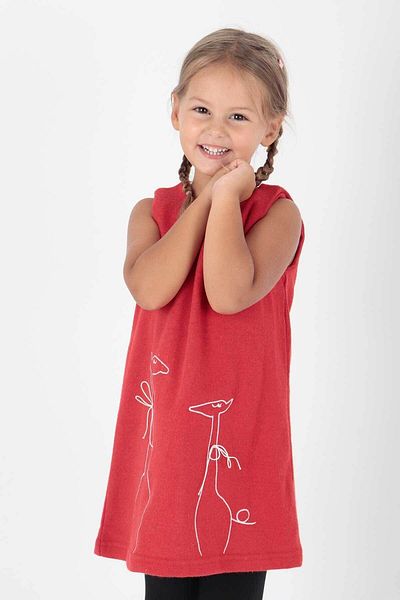AHENGİM Giraffe Printed Girl's Dress - Ak 520567