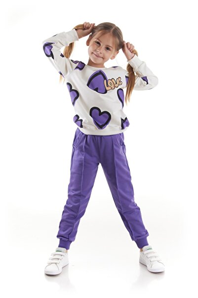 AHENGİM Szívnyomott trendi lány tréningruha szett - pamut szezonális Ak2504