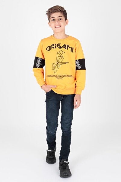 AHENGİM Boy's Origami Printed Sweatshirt - Ak15160