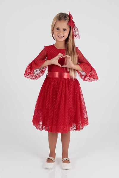 AHENGİM Rochie de seară la modă pentru fete - dantelă cu cataramă și tul, Ak2209