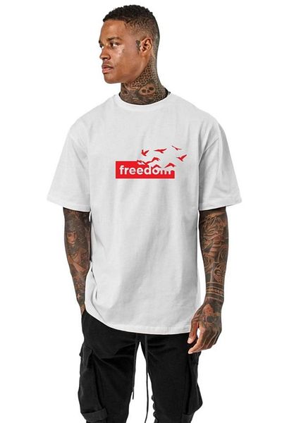 Pink Sky Unisex Freedom Printed Oversize T-shirt