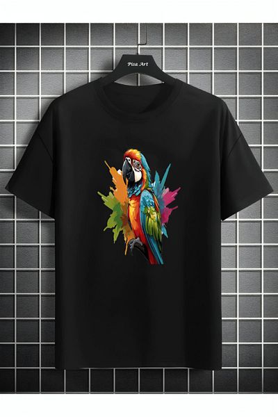 Pink Sky Βαμβακερό Unisex Oversize Parrot T-Shirt