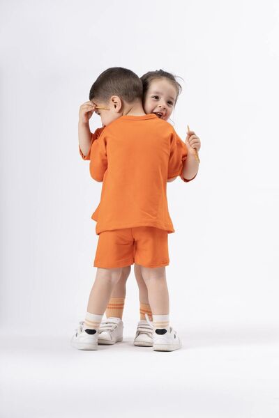 Lissa Kids Children's Shorts Top and Bottom Set 2 3 4 5 6 Years Old Baby Set Orange Girl Boy Oversize Set
