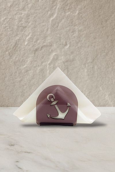 Story Anchor Marine Themed Transparent Gray Smoke Color Acrylic Napkin Holder