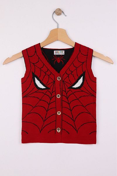 Beniizle Boy's Knitwear Vest - Spiderman Patterned