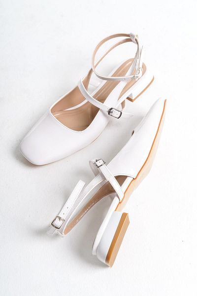 Modabuymus Λευκό λουστρίνι Mary Jane Ballerinas - Casual παπούτσια με χαμηλό τακούνι Atika