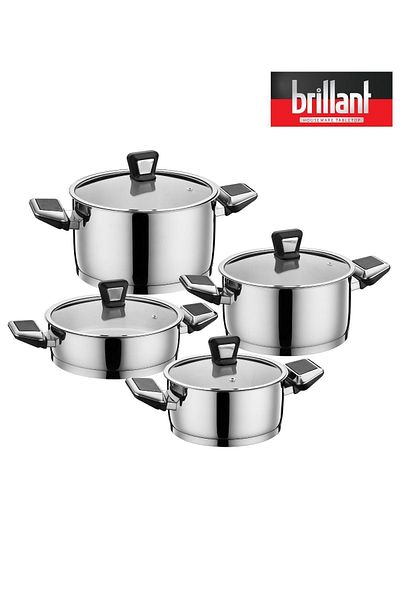 Brillant Aquarius 8-Piece Cookware Set - Bakelite and Steel Handle