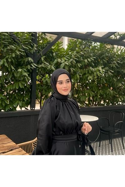 KADNER Janjan Patterned Black Chiffon Shawl - Chic and Elegant