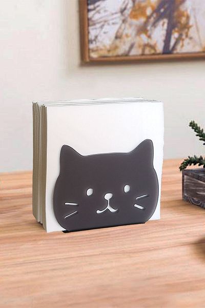 Story Cat Themed Dark Gray Color Acrylic Napkin Holder
