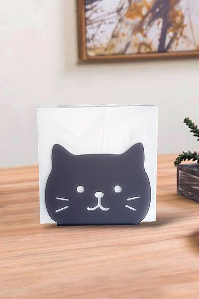 Story Cat Themed Dark Gray Color Acrylic Napkin Holder