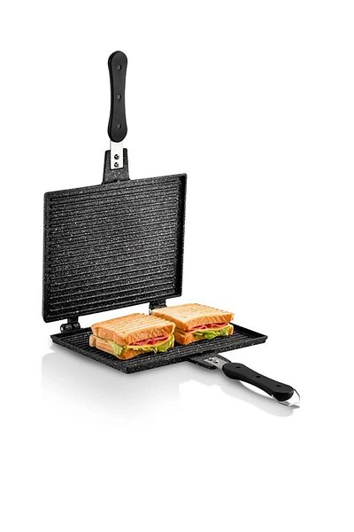 FMS Large Cast Iron Stovetop Hand Toaster Black 20X26Cm