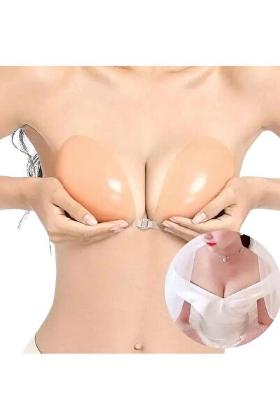 EMBA BUTİK Γυναικείο σουτιέν από διάφανο σιλικόνη χρώματος δέρματος - Γεμισμένο και αυτοκόλλητο στήθος χωρίς στράπλες