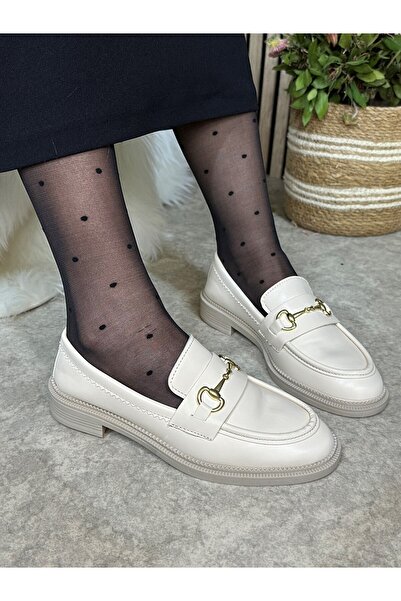 İmerShoes Бежеві жіночі лофери - класичний дизайн, овальний носок з пряжкою, макосен взуття 120