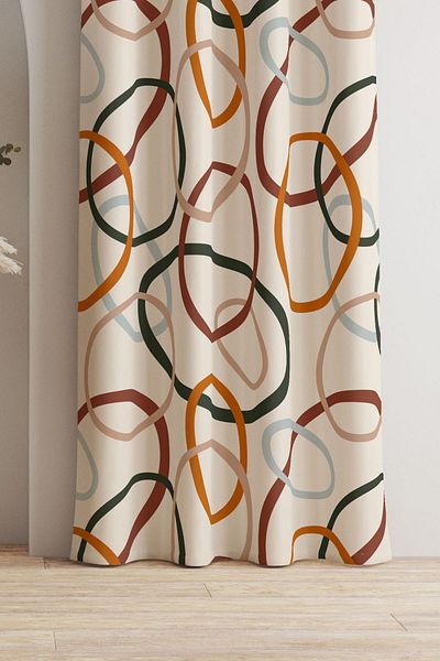 AYSHOME AysHome- Colorful Ring Patterned Background Curtain (consult Your Size!)