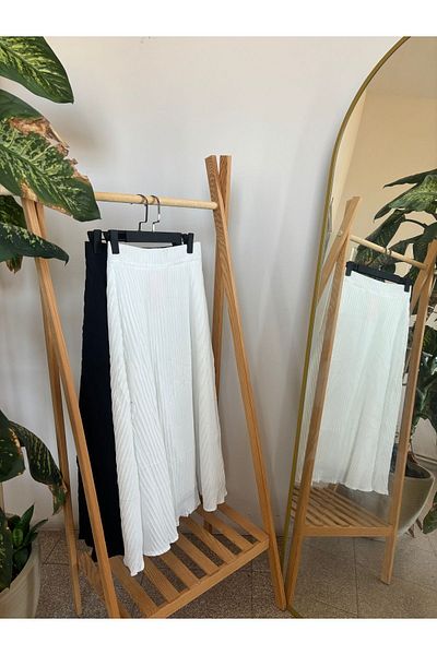 Butik Fusta albă plisată casual cu buzunare elastice