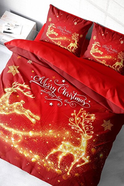 MonoHome Ornament de Anul Nou Crăciun Fericit Set de lenjerie de pat 3D dublu...