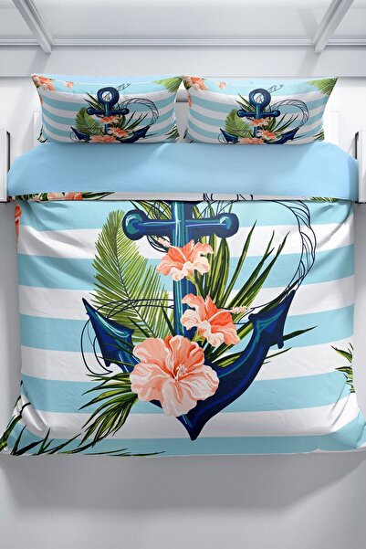 PerlaSera Σετ Παπλωματοθήκη Anchor 3d Cotton Satin Διπλό