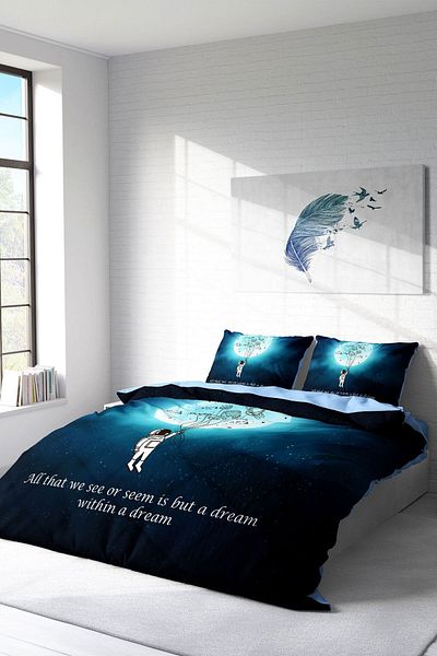 PerlaSera 3D Custom Design Duvet Cover Set - Tightly Woven Cotton Satin, Double Night Mottom