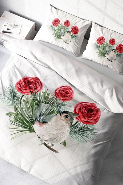 PerlaSera 3D Custom Design - Double Duvet Cover Set, Tightly Woven Cotton Satin, Big Birdy
