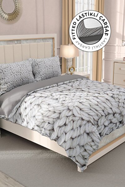 MonoHome Постільна білизна з гумкою, 100% бавовна, сатин, двоспальний комплек...