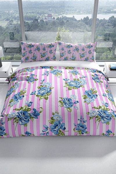 PerlaSera Blueline 3d Cotton Satin Double Duvet Cover Set