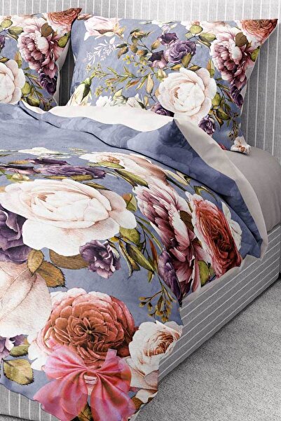 MonoHome Satin Duvet Cover Set - Cotton 100% - 3D Rosa Deluxe Double Bed Sheet