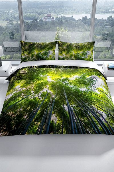 PerlaSera Forest 1 3d Cotton Satin Double Duvet Cover Set