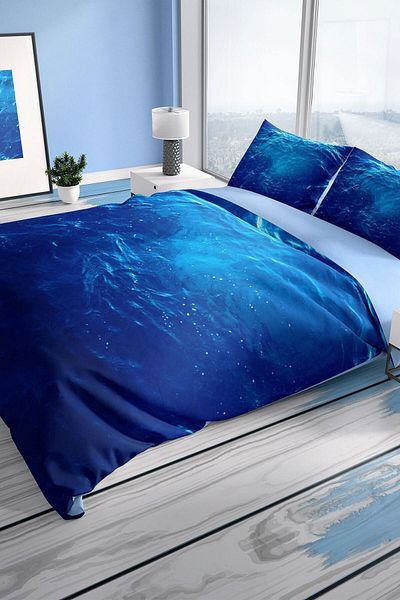 PerlaSera Middle Sea 3d Cotton Satin Double Duvet Cover Set