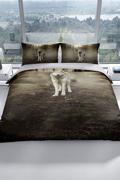 PerlaSera Fluwolf 3d Cotton Satin Double Duvet Cover Set