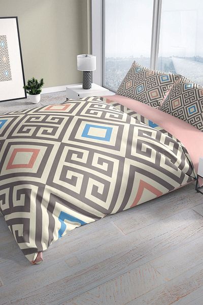 Cattleya Geometry 3d Cotton Satin Double Duvet Cover Set