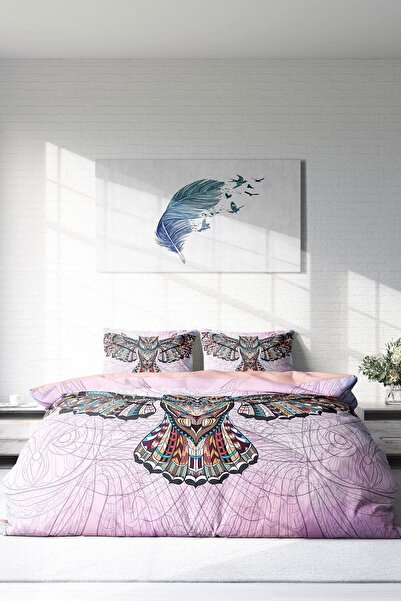 PerlaSera Mr. Owl Natural 3D Special Design - Σετ Παπλωματοθήκη Διπλό, Πυκνό Βαμβακερό Σατέν