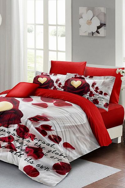 PerlaSera Love Poem - Double Duvet Cover Set, Tightly Woven Cotton Satin, 3D Custom Design