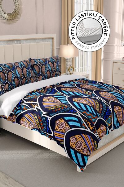 MonoHome Set cuvertură de pilota dublă din satin 100% bumbac cu cearșafuri el...