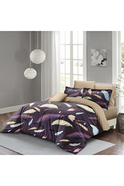 MonoHome Set cuvertură de pilota dublă din satin 100% bumbac cu cearșaf elast...