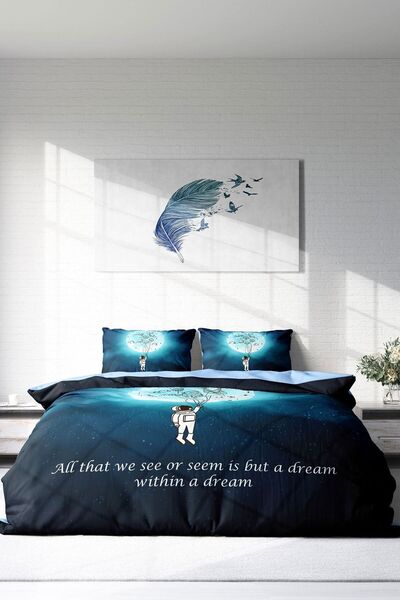 PerlaSera 3D Спеціальний дизайн постільний комплект - Щільна тканина з бавовняного сатину, двоспальний нічний мотто