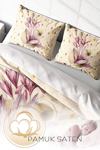 PerlaSera Двоспальний комплект постільної білизни з щільної бавовняної сатинової тканини 3D, спеціальний дизайн, рожева лілія