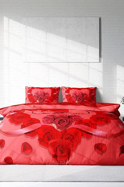 PerlaSera 3D Custom Design for Valentine's Day - Double Duvet Cover Set, Tightly Woven Cotton Satin