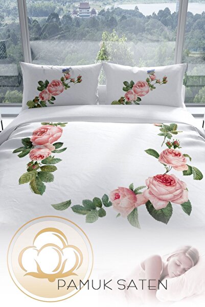 PerlaSera Pinkivy 3d Бавовняний сатенений двоспальний комплект постільної білизни