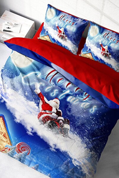 MonoHome Ornament de Anul Nou Crăciun Fericit Set Lenjerie de Pat 3D Dublu Bu...