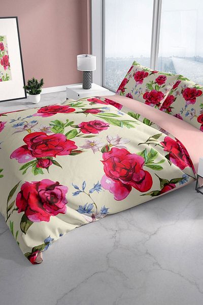 PerlaSera Aqua 3d Cotton Satin Double Duvet Cover Set