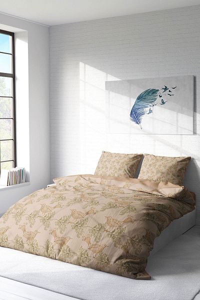 PerlaSera 3D Custom Design - Double Duvet Cover Set, Tightly Woven Cotton Satin, Bird Design