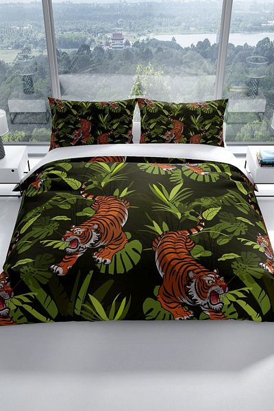 Cattleya Tigers 3d Cotton Satin Double Duvet Cover Set