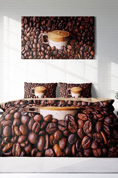 PerlaSera 3D Custom Design - Double Cotton Satin Duvet Cover Set, Night Coffee