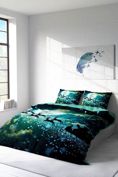 PerlaSera 3D Custom Design - Double Cotton Satin Duvet Cover Set, Ny Deer