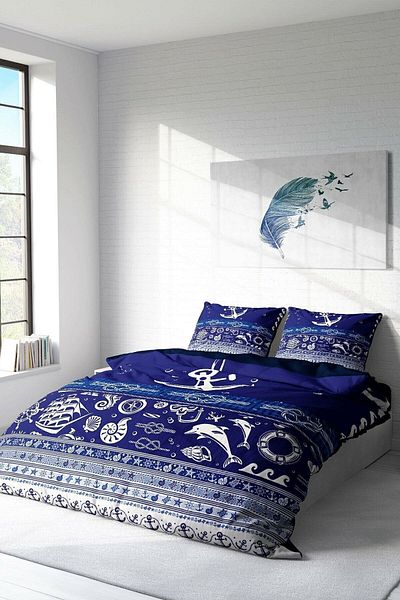 PerlaSera 3D Custom Design - Double Duvet Cover Set, Tightly Woven Cotton Satin, Night in the Ocean