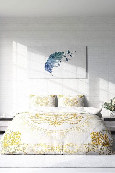 PerlaSera Τρισδιάστατο Προσαρμοσμένο Σχέδιο - Σετ Παπλωματοθήκη Διπλής, Βαμβακερό Σατέν Πυκνό, Οθωμανικά Μοτίβα I