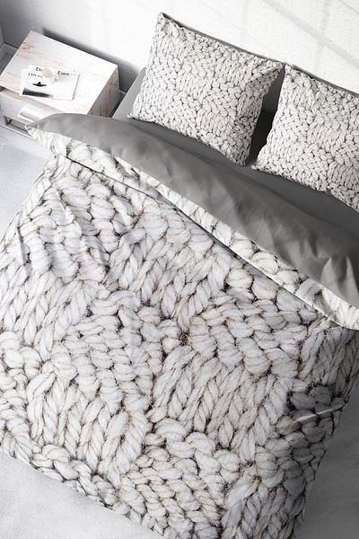 MonoHome 100% Cotton Satin Double Duvet Cover Set with Elastic Sheets Knitted4