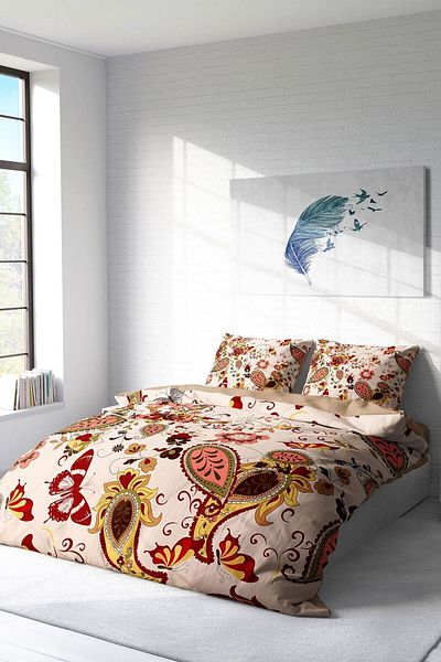 PerlaSera 3D Custom Design - Double Duvet Cover Set, Tightly Woven Cotton Satin, Indiano